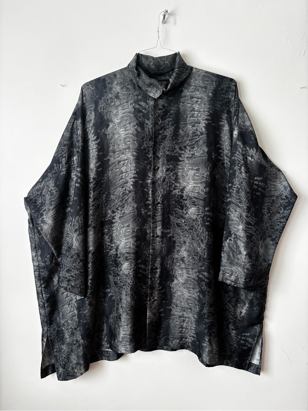 Eskandar Black And Gray Abstract Oversized Shirt Jacket